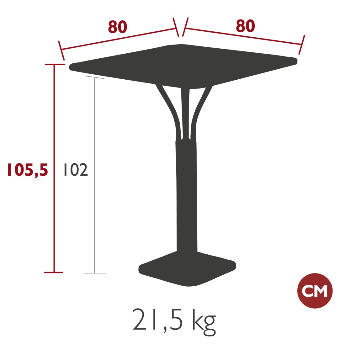 Fermob Luxembourg Hoge Tafel 80x80 - Afbeelding 3