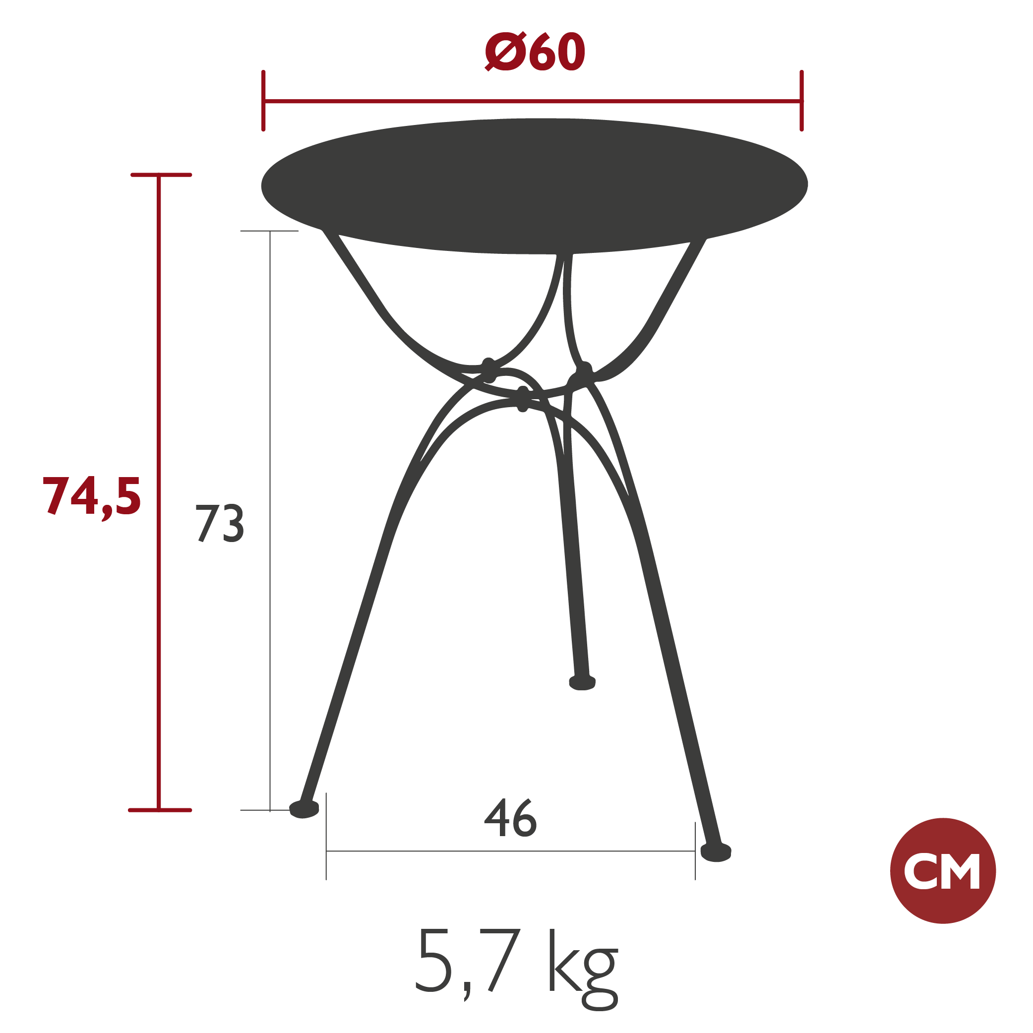 Fermob Airloop Tafel rond 60cm. - Afbeelding 6