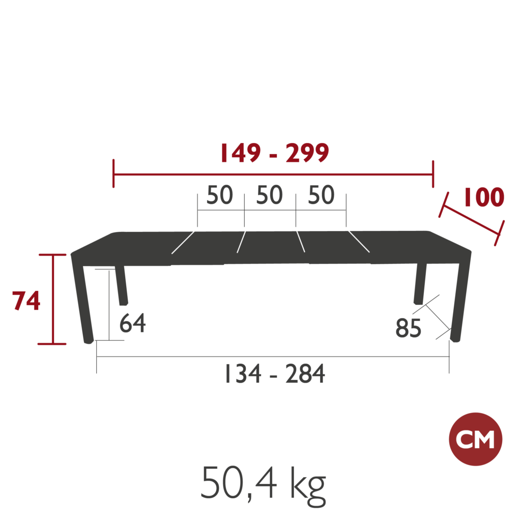 Fermob Ribambelle XL Tafel met 3 verlengbladen 149/299 × 100 - Afbeelding 8